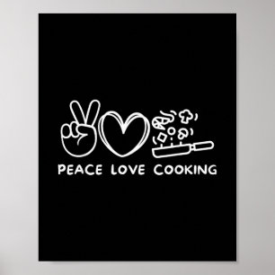 Póster Paz, Amor Cocina Retro Amante De La Cocina Chef Co