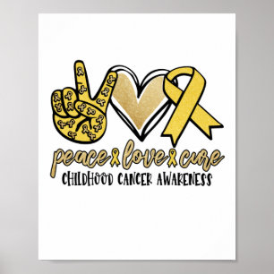 Póster Paz Amor Cura Conciencia sobre el Cáncer Infantil