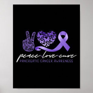 Póster Paz Amor Cura Conciencia sobre el cáncer pancreáti