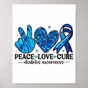 Póster Paz Amor Cura Diabetes Tipo 1 Conciencia T1d Cinta