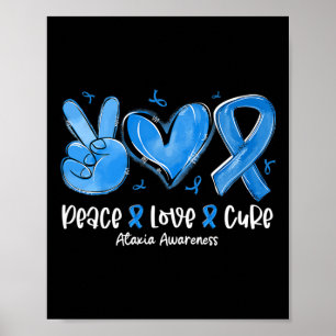 Póster Paz Amor Cura Listón Azul Concienciación Ataxia
