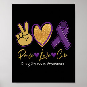 Póster Paz Amor Cura Sobredosis de Drogas Púrpura Concien