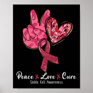 Póster Paz Amor Curar Burgundy Ribbon Conciencia de la An