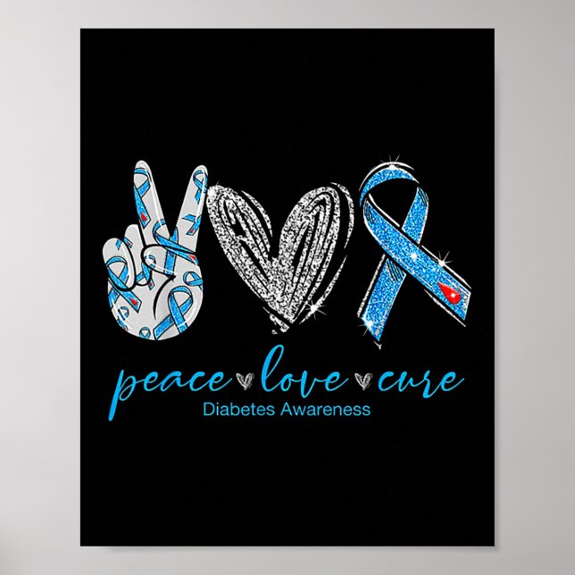 Póster Paz Amor Curar Diabetes Conciencia (Frente)