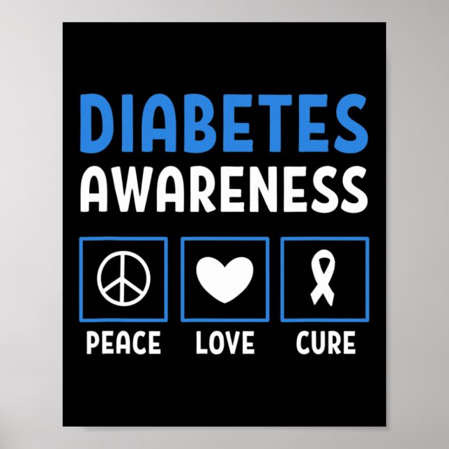 Póster Paz Amor Curar Diabetes Conciencia 3 (Frente)