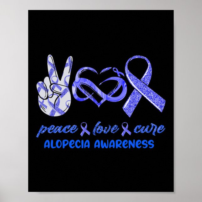 Póster Paz Amor Cure Alopecia Conciencia (Frente)