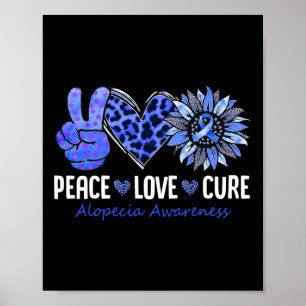 Póster Paz Amor Cure Alopecia Conciencia Girasol Azul