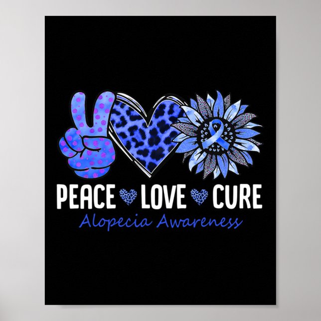 Póster Paz Amor Cure Alopecia Conciencia Girasol Azul (Frente)