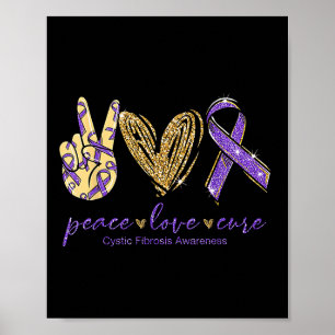 Póster Paz Amor Cure Cura Cinta Púrpura Fibrosis Quística