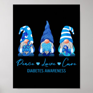 Póster Paz Amor Cure Gnome Diabetes Supervivientes de Sen