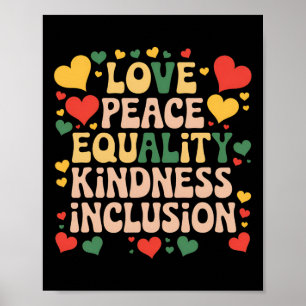 Póster Paz Amor Diversidad Inclusión Historia Negra Mes