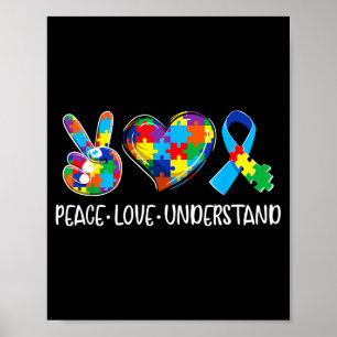 Póster Paz amor entender conciencia del autismo autista