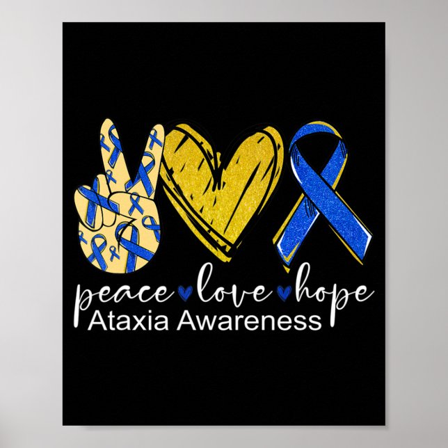 Póster Paz Amor Esperanza Ataxia Conciencia Camisa Cinta  (Frente)
