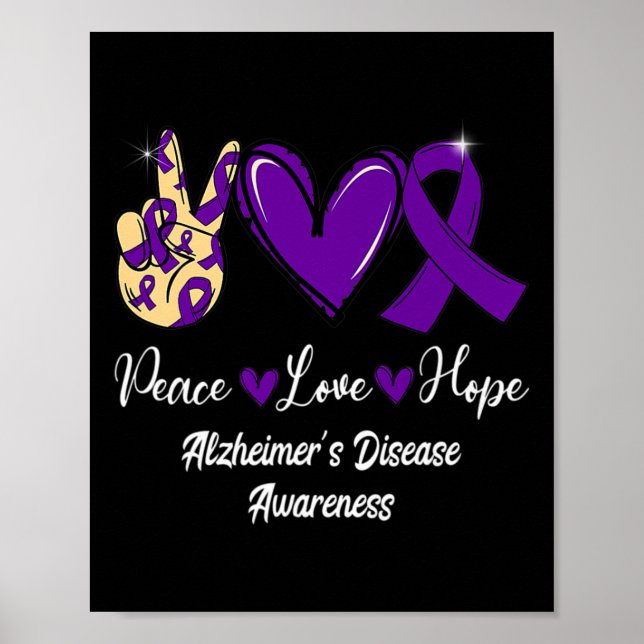 Póster Paz Amor Esperanza Cinta Púrpura Alzheimer Enferme (Frente)