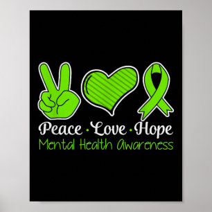 Póster Paz Amor Esperanza Concienciación sobre salud ment