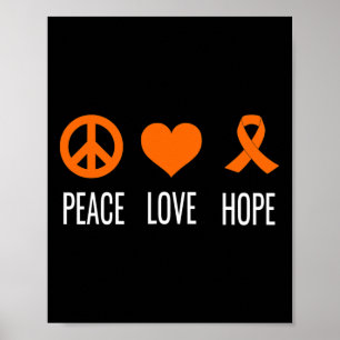 Póster Paz Amor Esperanza Leucemia Conciencia