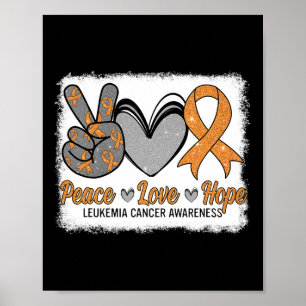 Póster Paz Amor Esperanza Leucemia Conciencia Mes Guerrer