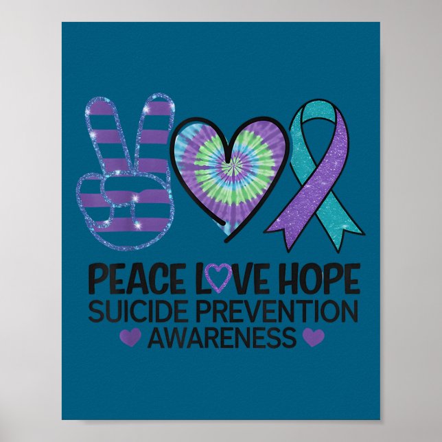 Póster Paz Amor Esperanza Prevención del Suicidio Tie Dye (Frente)