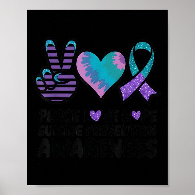Póster Paz Amor Esperanza Prevención del Suicidio Tie Dye (Frente)