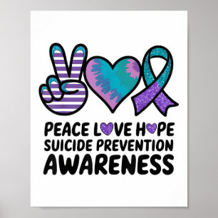 Póster Paz Amor Esperanza Prevención del Suicidio Tie Dye