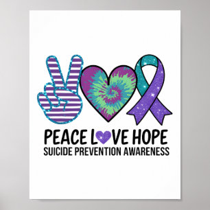 Póster Paz Amor Esperanza Prevención Suicidio Awarene