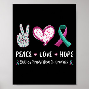 Póster Paz Amor Esperanza Prevención Suicidio Conciencia