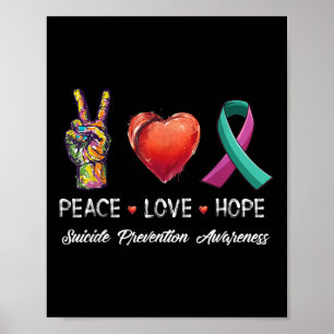 Póster Paz Amor Esperanza Prevención Suicidio Conciencia