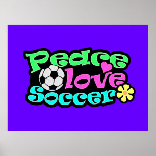 Póster Paz, amor, fútbol; retro