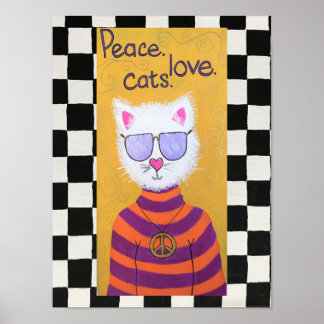 Póster Paz, amor, gatos. -