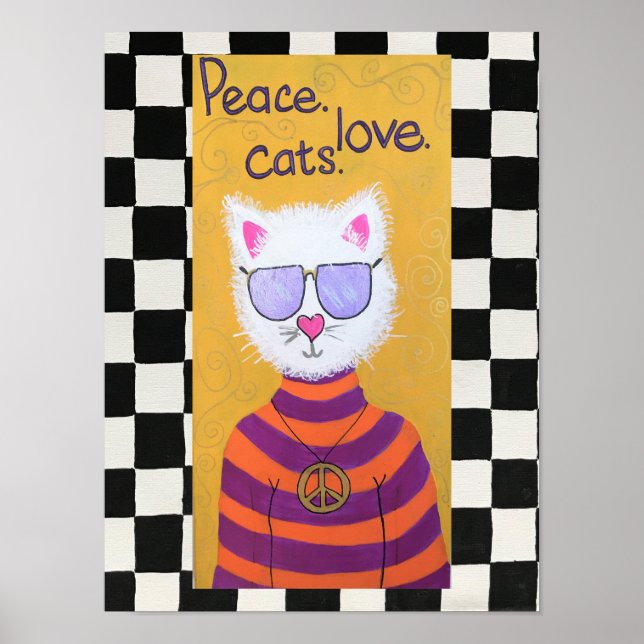 Póster Paz, amor, gatos. - (Frente)