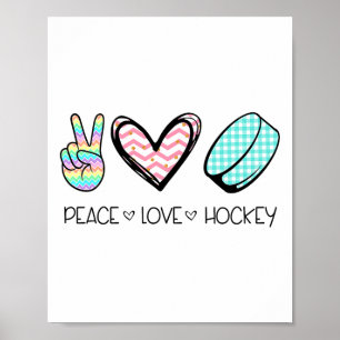 Póster Paz Amor Hockey Diseño Lindo Para Mujeres Chicas A