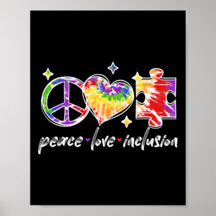 Póster Paz Amor Inclusión Arco Iris Awaren Autismo