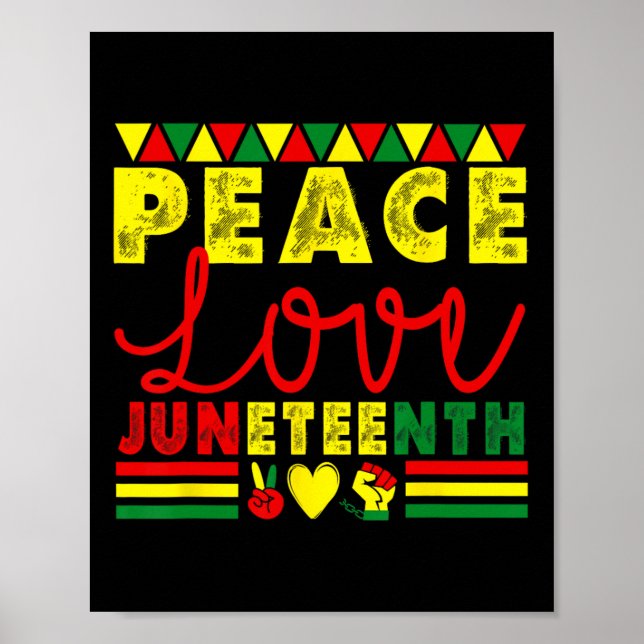Póster Paz Amor Junetdecia Afroamericano Histo Negro (Frente)