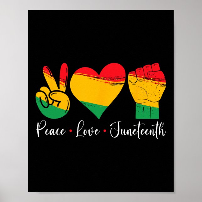 Póster Paz Amor Juneteenth 1865 Orgullo Negro Hombres Muj (Frente)