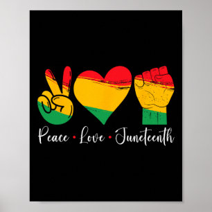 Póster Paz Amor Juneteenth 1865 Orgullo Negro Hombres Muj