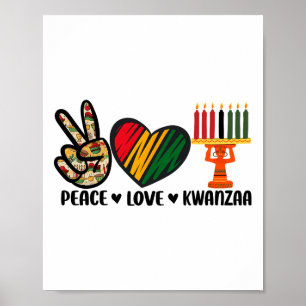 Póster Paz Amor Kwanzaa Patrimonio Africano-Estadounidens