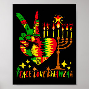Póster Paz Amor Kwanzaa Patrimonio Africano-Estadounidens