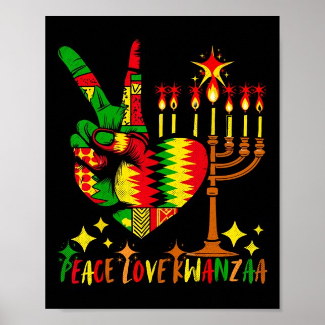 Póster Paz Amor Kwanzaa Patrimonio Africano-Estadounidens (Frente)