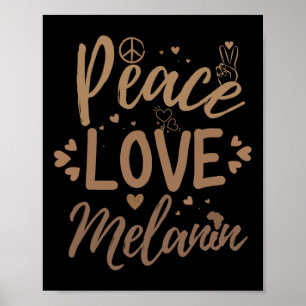 Póster Paz Amor Melanina Mes de la Historia Negra Mujer O