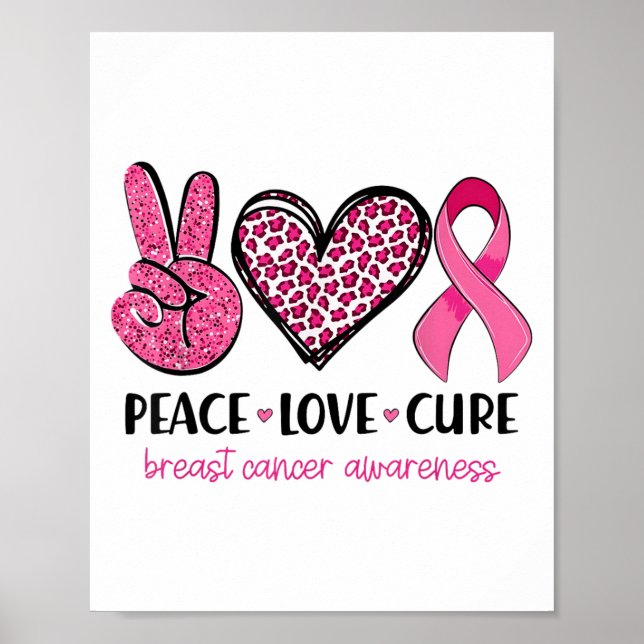 Póster Paz Amor Nk Cinta Concienciación sobre el cáncer d (Frente)