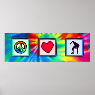 Póster Paz, amor, patinaje rápido