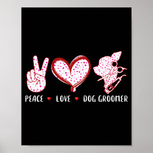 Póster Paz amor perro peluquero cachorros para hombres mu