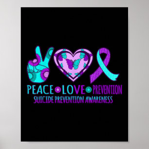 Póster Paz Amor Prevención Feliz Conciencia de Suicidio G