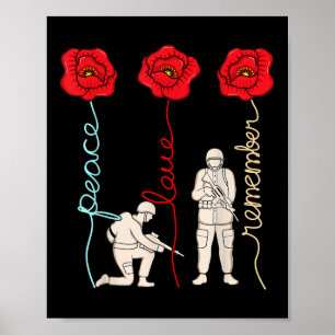 Póster Paz Amor Recordar Día de los Caídos Veteranos Gráf