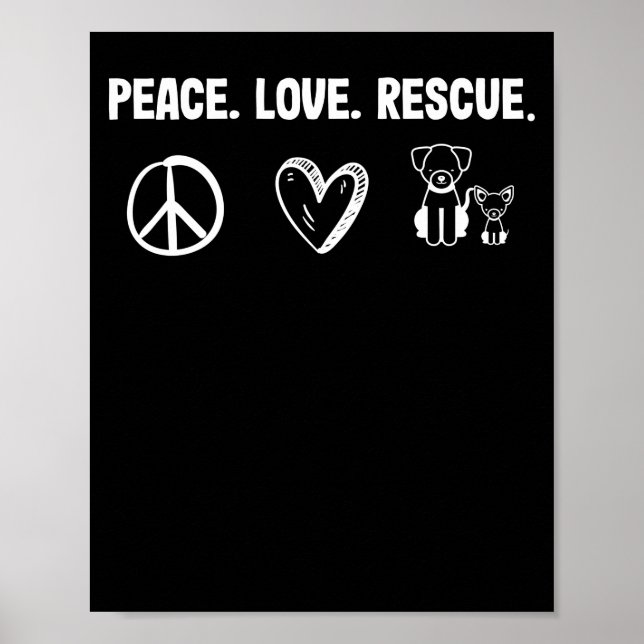 Póster Paz Amor Rescate Adopción Refugio Animal (Frente)