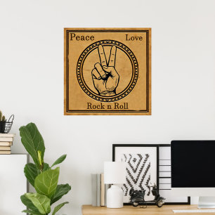 Póster Paz, amor, Rock n Roll Poster