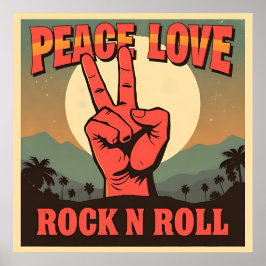 Póster Paz, amor, Rock n Roll Poster