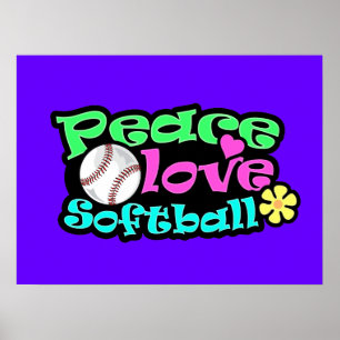 Póster Paz, amor, softball