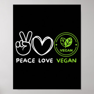 Póster Paz amor vegano retro amante vegano comida vegana