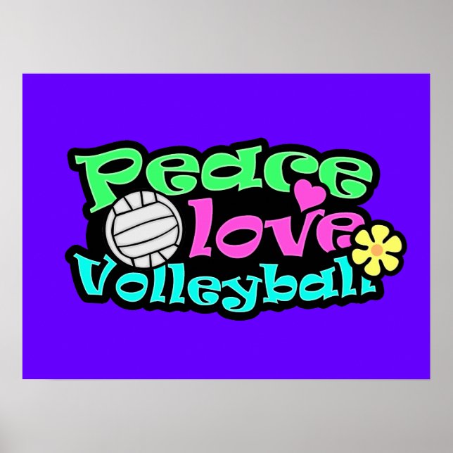 Póster Paz, amor, voleibol; retro (Frente)